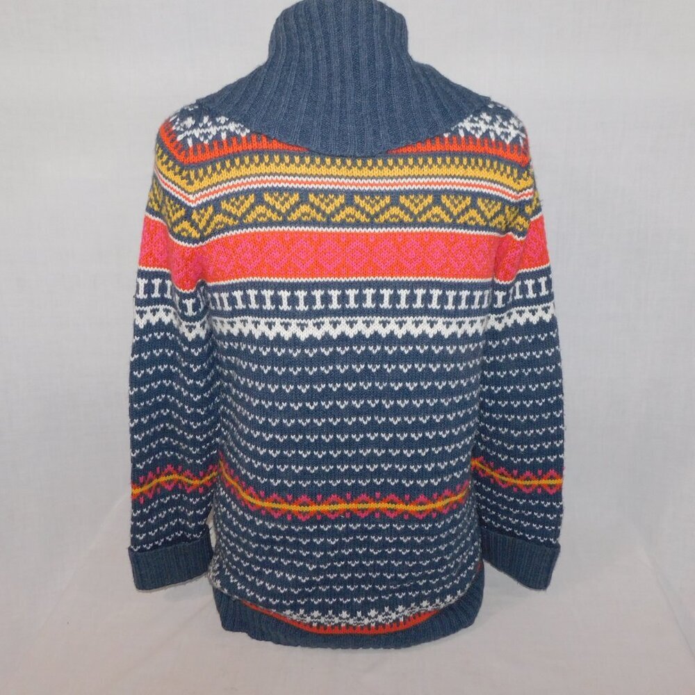 Bluenotes Shawl Collar Gray orange Yellow White Double Button Cardigan Sweater L - Picture 9 of 11